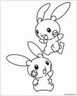 Plusle Minun Pokemon Coloring Pages Color Online Coloringpagesonly sketch template