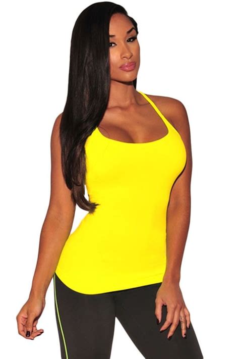 girl summer sleeveless strappy yellow halter top online store for women sexy dresses