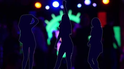 silhouettes young women dansing night club stock footage video  royalty