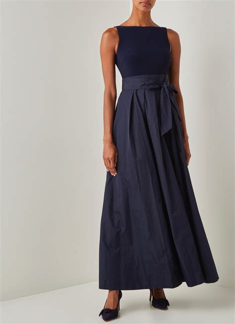 ralph lauren maxi jurk met gestrikt detail donkerblauw debijenkorfbe gratis levering