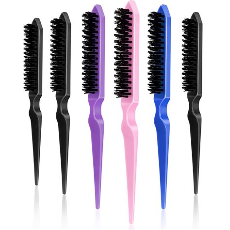 Buy 6 Pieces Nylon Teasing Hair Brushes Three Row Salon Teasing Brush