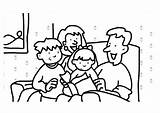 Family Coloring Pages Story Telling Preschoolers Time Getcolorings sketch template
