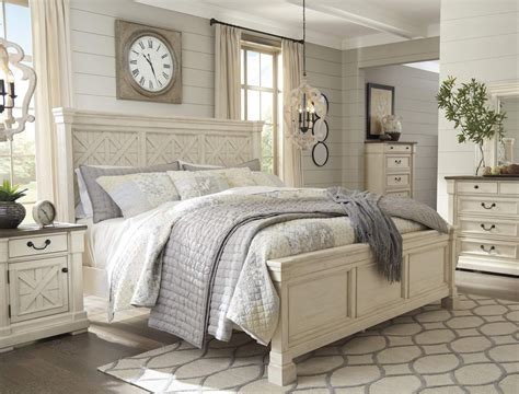 ashley sm bolanburg wood panel bedroom set white  ashley furniture