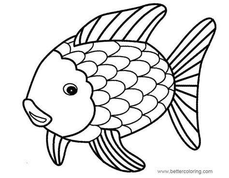 newest  printable rainbow fish coloring page