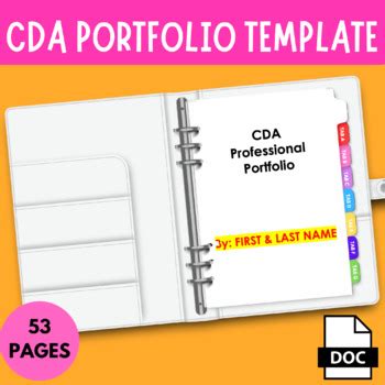 printable teacher cda portfolio cover template brennan