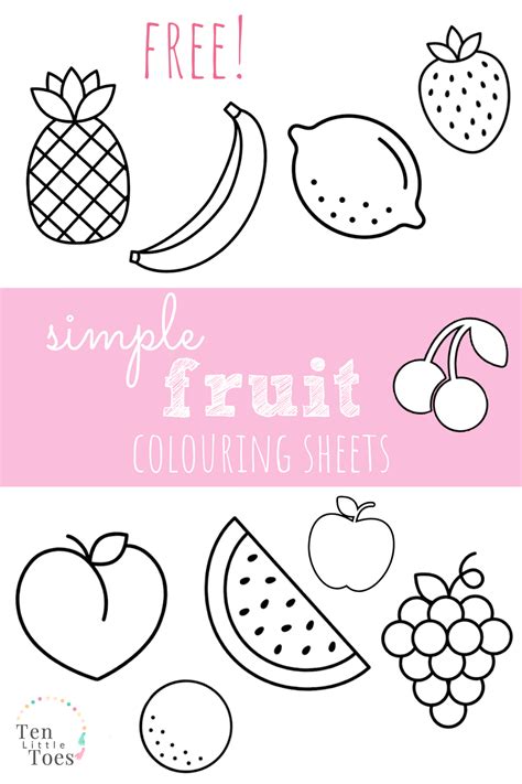simple fruit coloring pages  printables fruit coloring pages