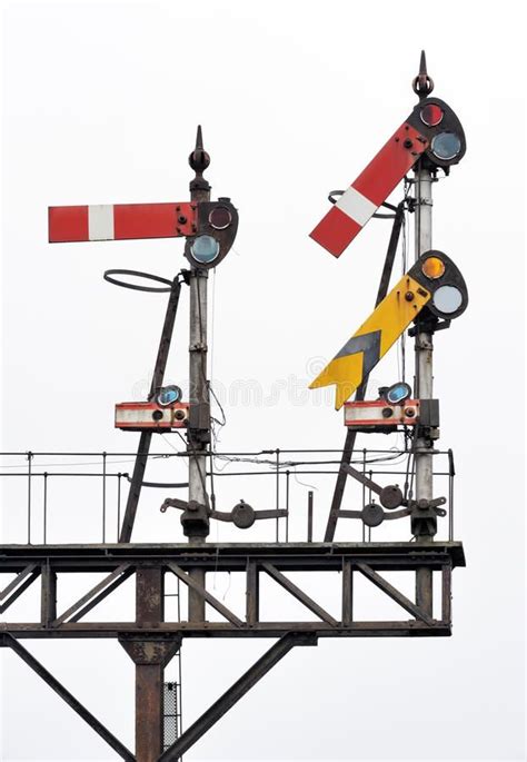 railway semaphore signals stock image image  closeup railroad
