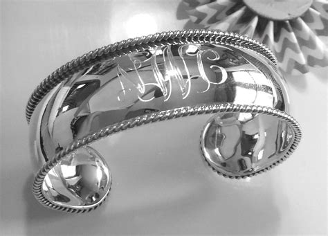 sterling silver engravable cuff bracelet monogrammed cuff