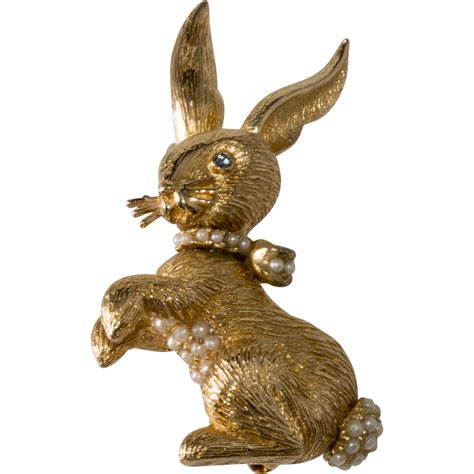 Ciner Bunny Rabbit Pin Brooch Cute Vintage Sold On Ruby Lane
