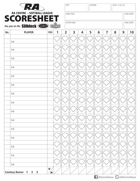simple softball score sheet templates  allbusinesstemplatescom