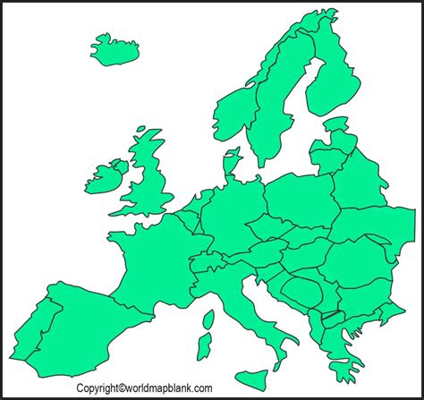 utskrivbar blindkarta oever europa europa konturkarta