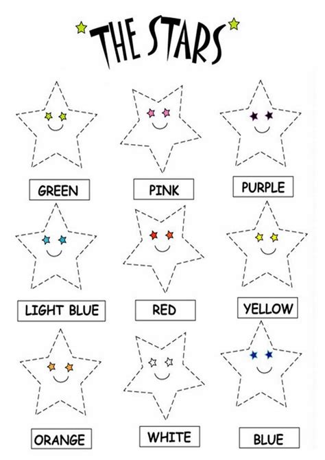 color  stars worksheets   printable  interactive