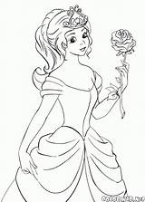 Princess Coloring Rose Holds Mirror раскраска принцесса роза Colorir принцессы Salvo Ru sketch template