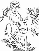 Coloring Palm Jesus Sunday Donkey Pages Jerusalem Cartoon Riding Drawing Rode Printable Into Kids Color Getdrawings sketch template