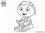 Super Why Coloring Reading Pages Book Printable Kids Color sketch template