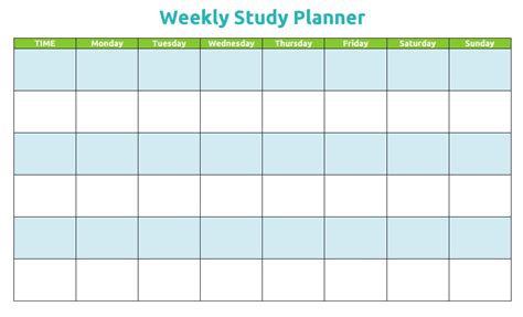 weekly study schedule template  printable  templateroller