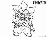 Pennywise Pages Coloring Chibi Cartoon Printable Kids Clown Color Template Bettercoloring sketch template