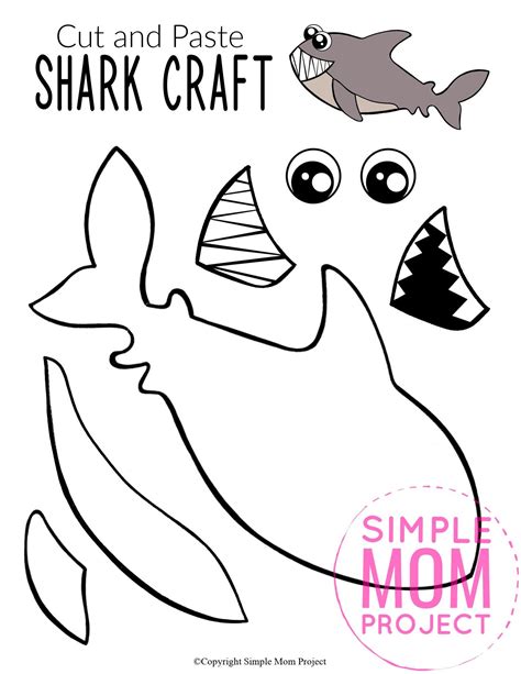 adorable shark craft  kids   template shark craft ocean