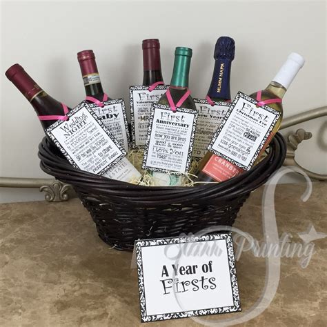bridal shower wine basket gift set   tags  shower card