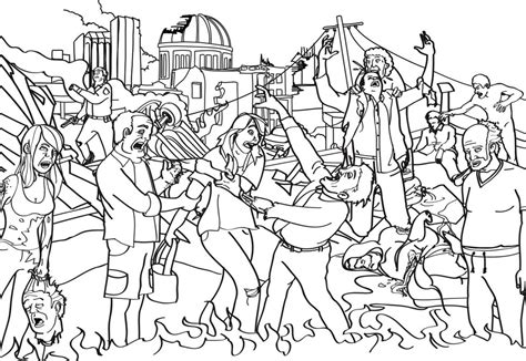 zombies walking dead colouring pages