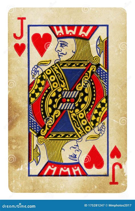 jack  hearts vintage playing card isolated  white stock image image  hand hearts