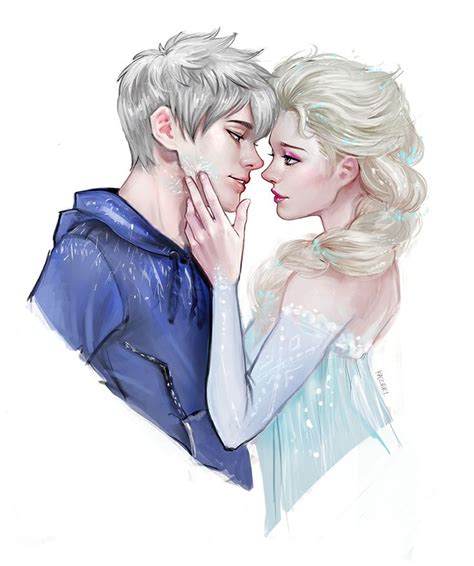 welp i ship these two now jack x elsa artwork by watermelonwings on tumblr jack frost x