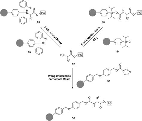 common  terminal resins   reverse solid phase peptide synthesis