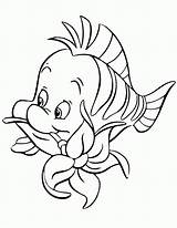 Coloring Ariel Flounder Little Sebastian Mermaid Comments Princess sketch template