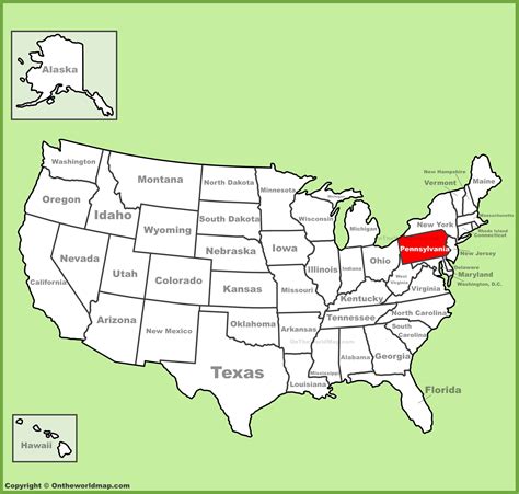 pennsylvania location    map ontheworldmapcom