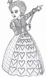 Alice Wonderland Coloring Pages Queen Hearts Burton Hatter Mad Tim Printable Drawing Kids Deviantart Adult Sheets Party Colorir Para Color sketch template