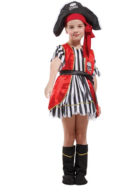 girls red pirate dress  play costume set  dress  accessories