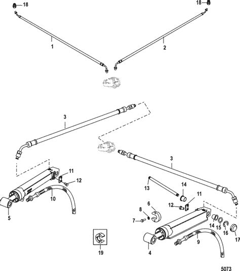 mercruiser alpha  gen ii   trim cylinders hydraulic hoses parts