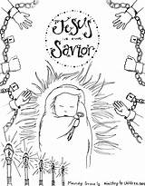 Coloring Jesus Pages Baby Savior Birth Printable Christmas Nativity Scene Advent Manger Drawing Sea Red Crossing Children Shepherds Print Christ sketch template