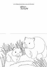 Wombat Colouring Coloring Scene Card Colour Australian Animal Pages Wombats Two Designlooter sketch template