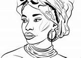 Coloring African Africa Pages Woman Girl sketch template