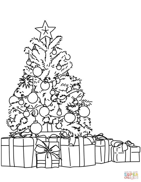 lots  gifts   christmas tree coloring page  printable