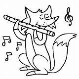 Coloring Flute Instruments Fox Pages Musical Music Color Animals Kids Printable Sheets Print Instrument Play Gif Woodwind Game Getcolorings Categories sketch template