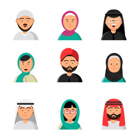 islam people icon web arabic avatars muslim heads of male