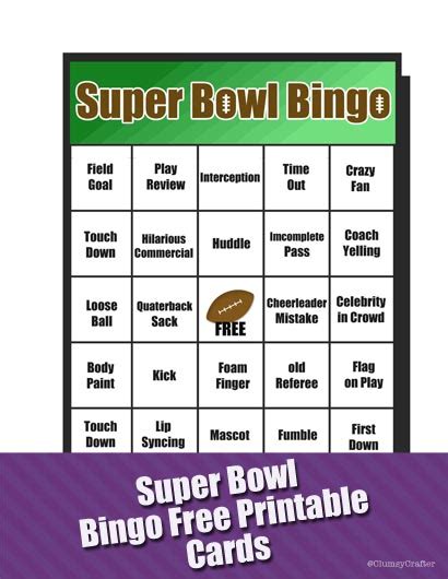 super bowl bingo game clumsy crafter