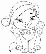 Coloring Christmas Cat Pages Animal Printable Cats Book Kids Kazoops Sheets Kitty Colouring Color Highschool Dead Door Print Kitten Part sketch template