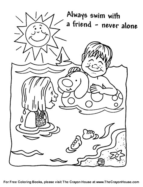 kids swimming coloring pages