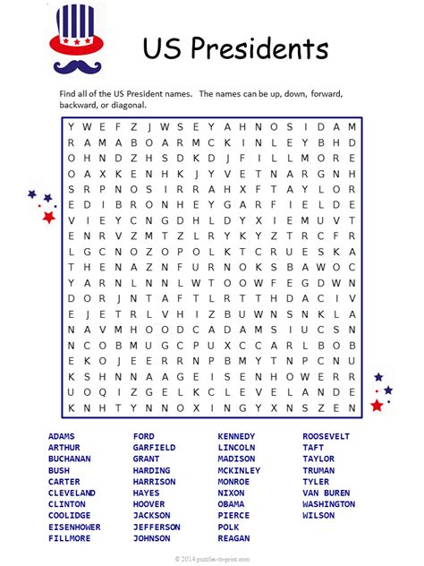 presidents word search