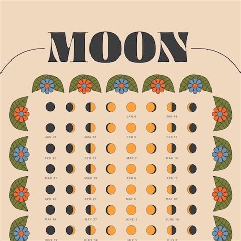 lunar calendar  moon phase calendar printable calendar etsy canada