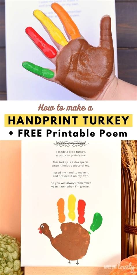 handprint turkey  printable turkey handprint poem