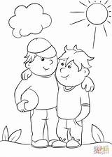 Coloring Friends Pages Two Printable Drawing sketch template