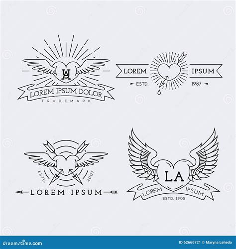 outline logos set stock vector illustration  hipster