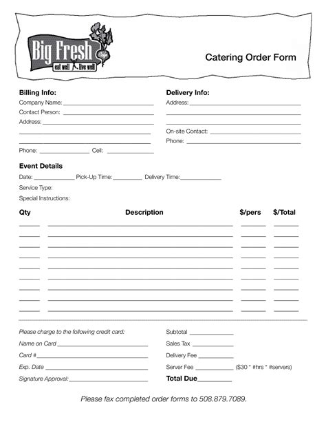 catering order form templates  allbusinesstemplatescom
