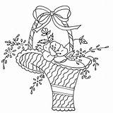Embroidery Patterns Flower Flowers Basket sketch template