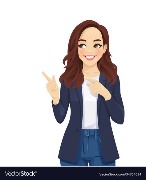 casual business woman pointing  isolated vector illustration