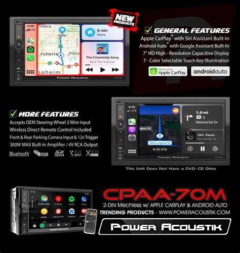 power acoustik cpaa  digital media player android auto carplay bluetooth  ebay